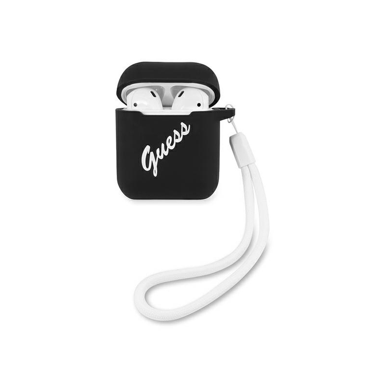 Hurtownia Guess - 3700740495513 - GUE864BLKWHT - Etui Guess GUACA2LSVSBW Apple AirPods cover czarno biały/black white Silicone Vintage - B2B homescreen