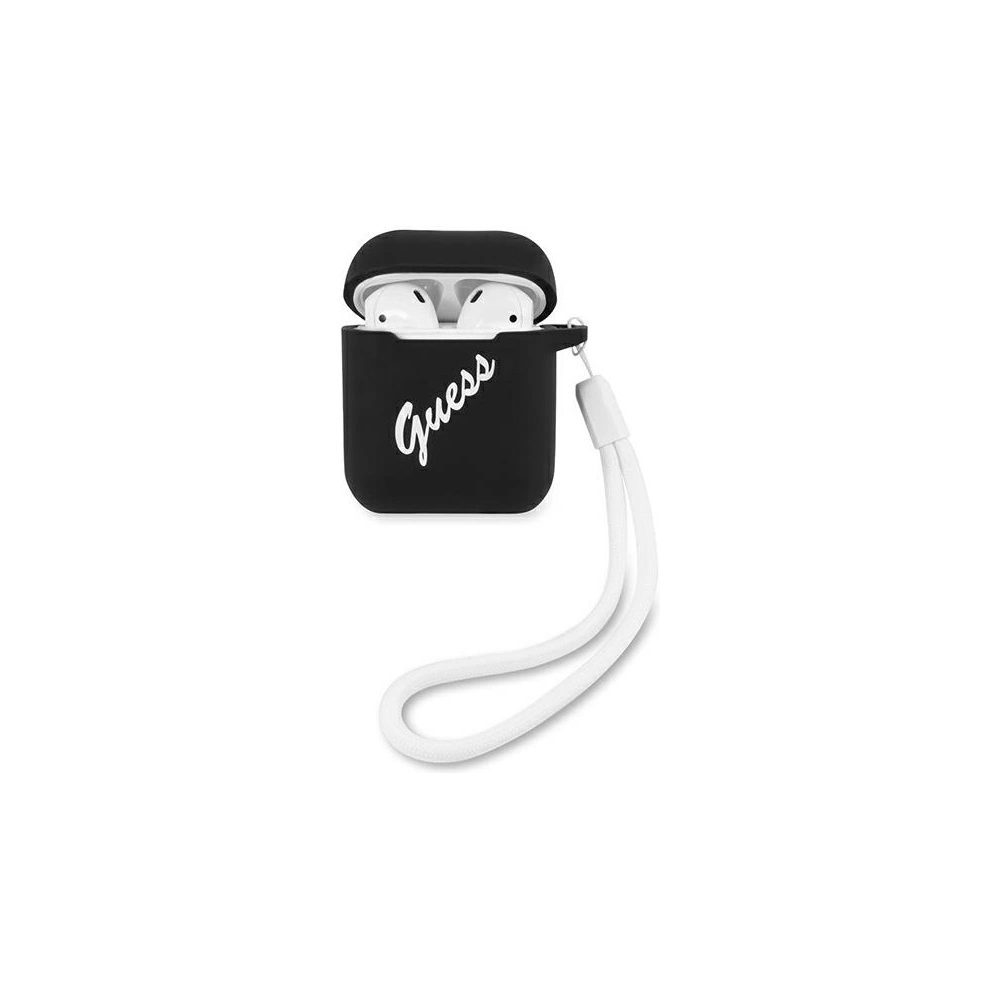Hurtownia GSM - Etui Guess GUACA2LSVSBW Apple AirPods cover czarno biały/black white Silicone Vintage - GUE864BLKWHT - {ean13} - Hurt