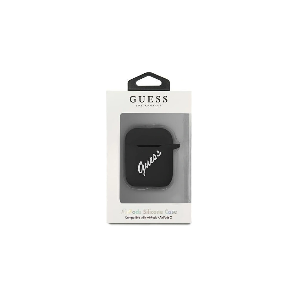Hurtownia GSM - Etui Guess GUACA2LSVSBW Apple AirPods cover czarno biały/black white Silicone Vintage - GUE864BLKWHT - {ean13} - Hurt