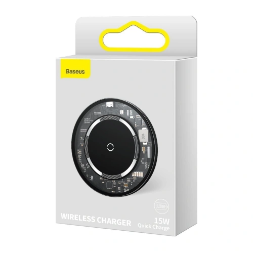 Bezprzewodowa ładowarka indukcyjna z magnesem Baseus Simple 15W (przezroczysta)