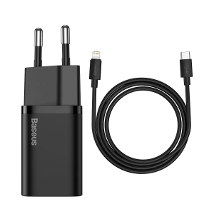 Wholesale Baseus Super Si Quick Charger 1C 20W with USB-C cable for Lightning 1m (black) - BSU2027BLK - {ean13} - Hurt