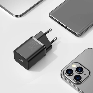 Hurtownia GSM - Ładowarka sieciowa Baseus Super Si Quick Charger 1C 20W z przewodem USB-C do Lightning 1m (czarna) - BSU2027BLK - {ean13} - Hurt