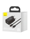 Hurtownia GSM - Ładowarka sieciowa Baseus Super Si Quick Charger 1C 20W z przewodem USB-C do Lightning 1m (czarna) - BSU2027BLK - {ean13} - Hurt