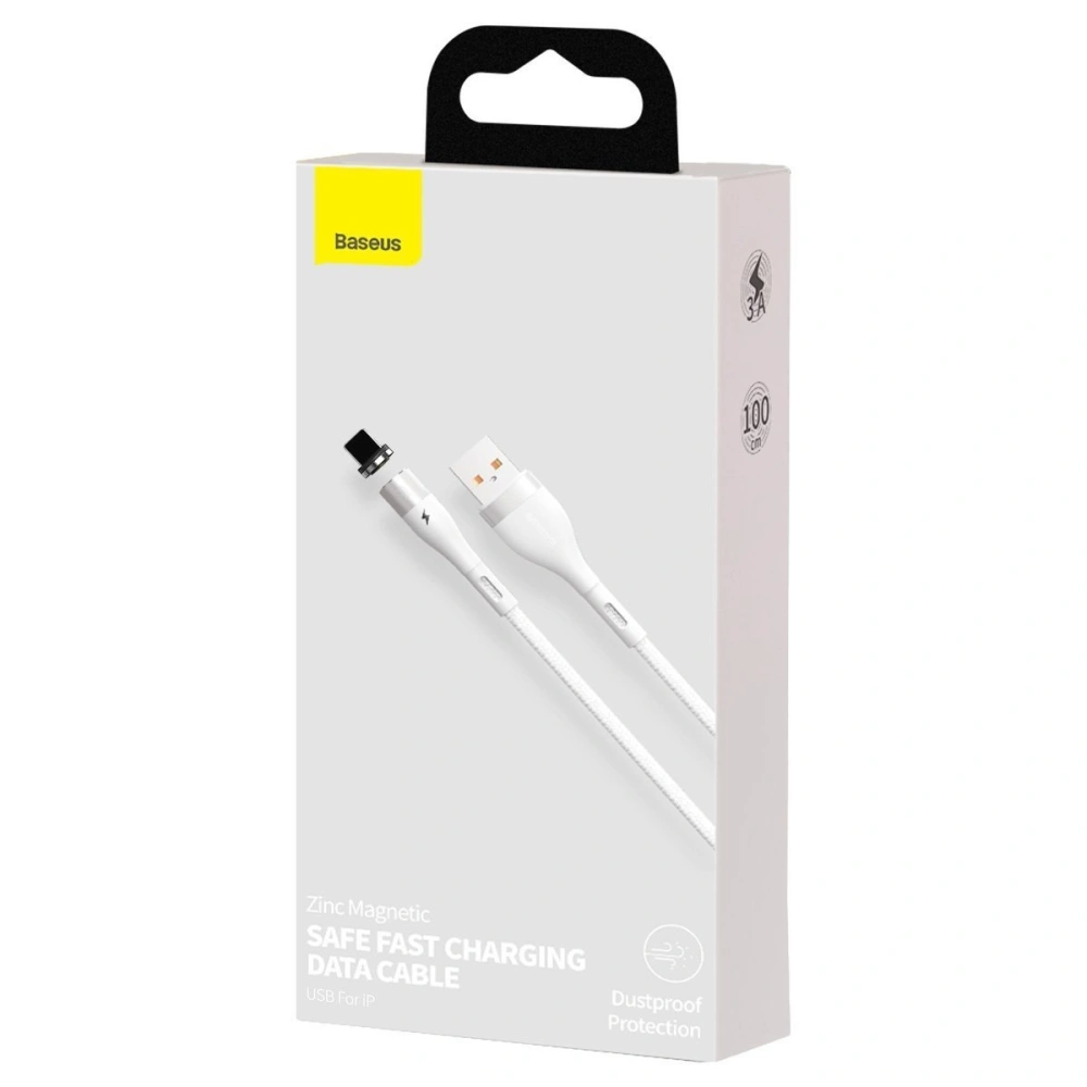Hurtownia GSM - Kabel magnetyczny USB - Lightning Baseus Zinc 2.4A 1m (Biały) - BSU2032WHT - {ean13} - Hurt