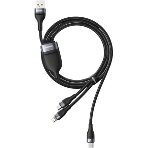 Kabel USB 3w1 Baseus Flash Series, USB-C + micro USB + Lightning, 40W, 5A, 1.2m (czarny)