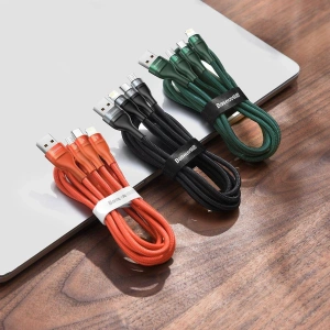 Kabel USB 3w1 Baseus Flash Series, USB-C + micro USB + Lightning, 40W, 5A, 1.2m (czarny)