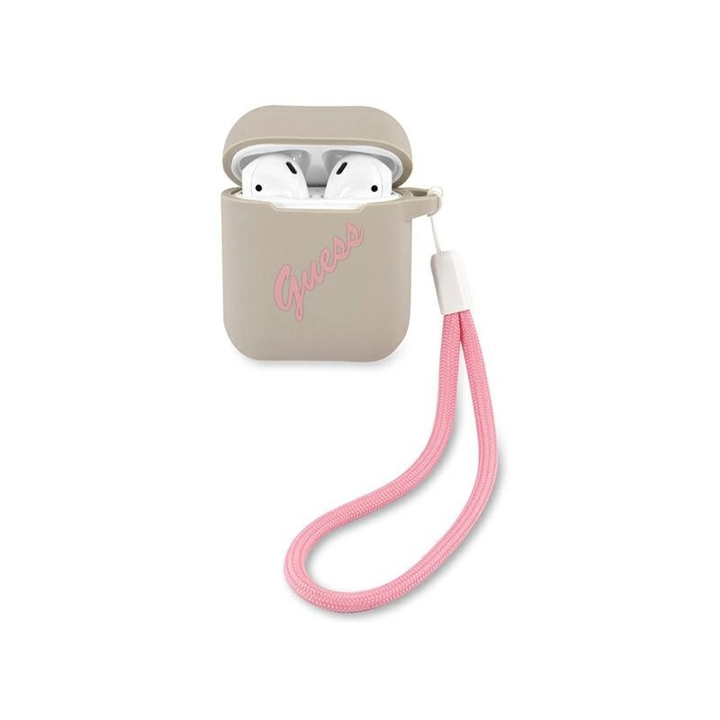 Hurtownia Guess - 3700740495490 - GUE868GRYPNK - Etui Guess GUACA2LSVSGP Apple AirPods cover szaro różowy/grey pink Silicone Vintage - B2B homescreen