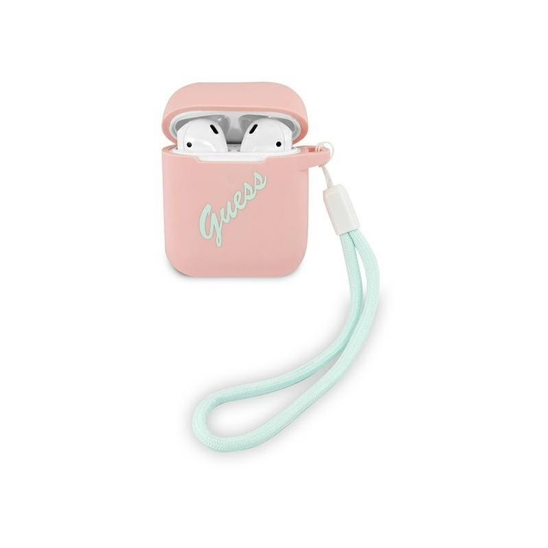 Hurtownia Guess - 3700740495452 - GUE869PNKGRN - Etui Guess GUACA2LSVSPG Apple AirPods cover różowo zielony/pink green Silicone Vintage - B2B homescreen