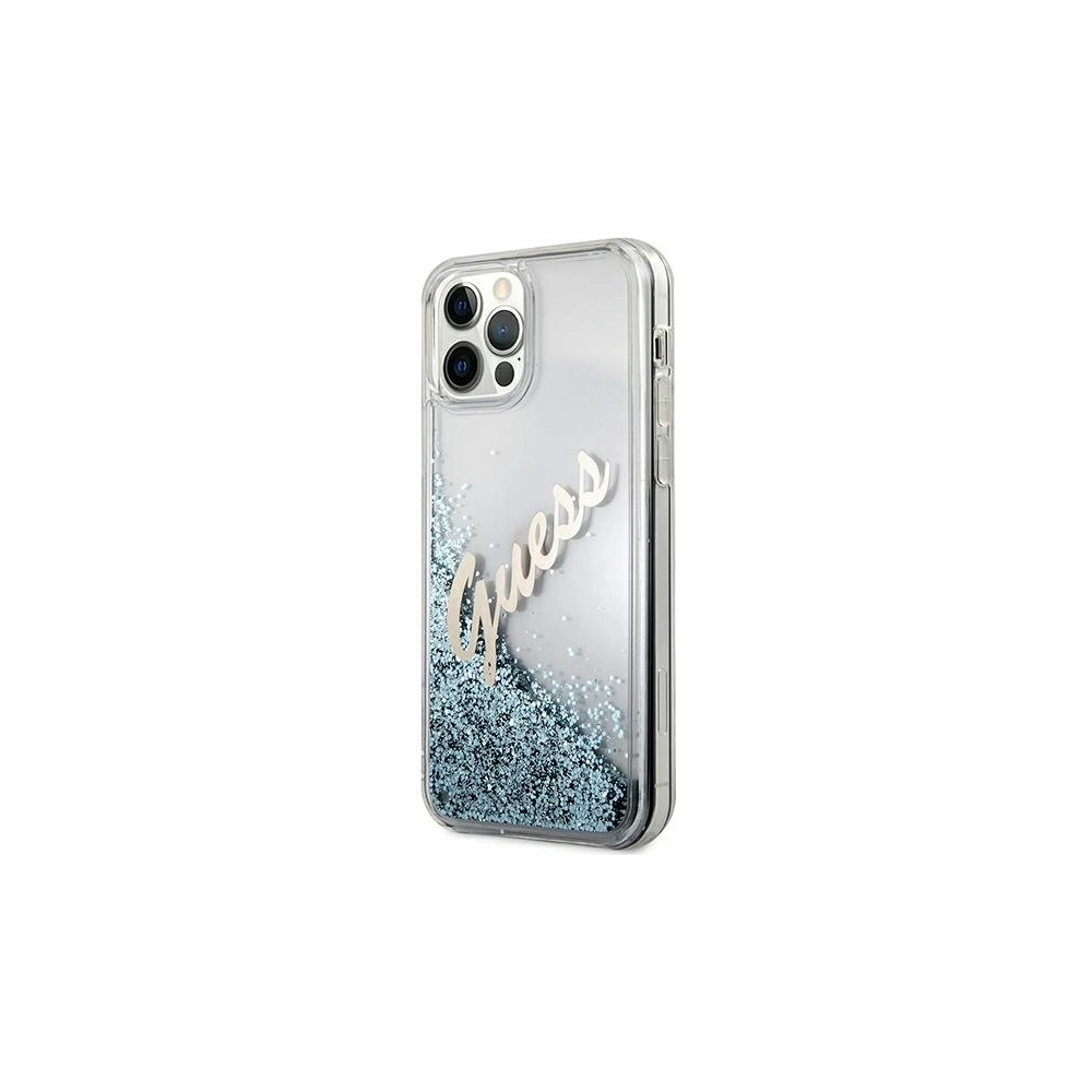 Wholesale Guess GUHCP12LGLVSBL Apple iPhone 12 Pro Max blue hardcase Glitter Vintage Script - GUE874BLU - {ean13} - Hurt