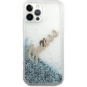 Hurtownia GSM - Etui Guess GUHCP12LGLVSBL Apple iPhone 12 Pro Max niebieski/blue hardcase Glitter Vintage Script - GUE874BLU - {ean13} - Hurt