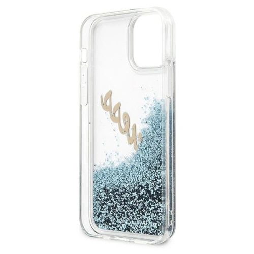 Etui Guess GUHCP12LGLVSBL Apple iPhone 12 Pro Max niebieski/blue hardcase Glitter Vintage Script