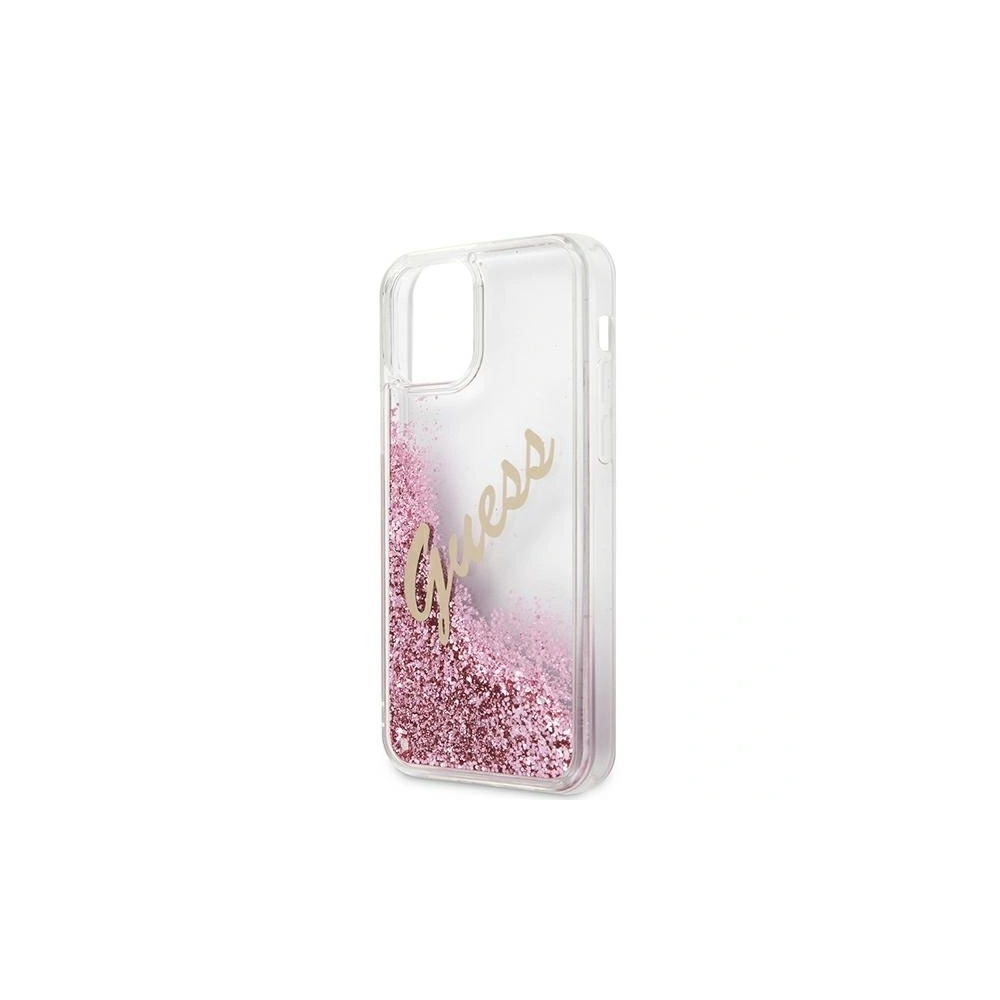 Wholesale Guess GUHCP12LGLVSPI Apple iPhone 12 Pro Max pink hardcase Glitter Vintage Script - GUE876PNK - {ean13} - Hurt