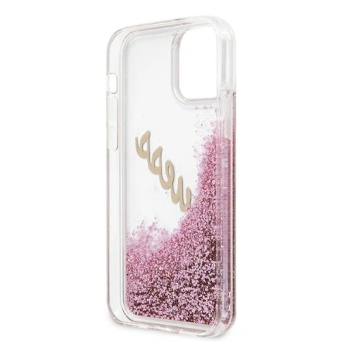 Etui Guess GUHCP12LGLVSPI Apple iPhone 12 Pro Max różowy/pink hardcase Glitter Vintage Script