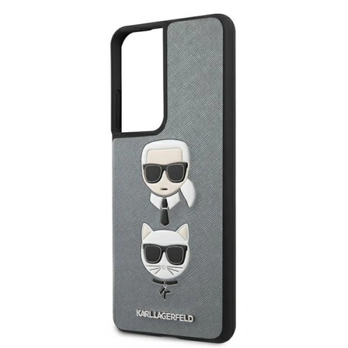 Etui Karl Lagerfeld KLHCS21LSAKICKCSL Samsung Galaxy S21 Ultra srebrny/silver hardcase Saffiano Ikonik Karl&Choupette Head