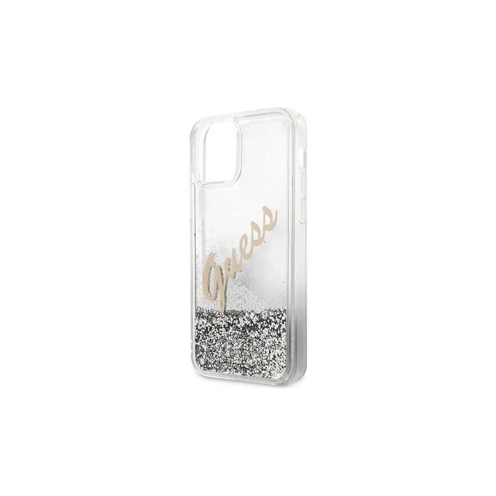 Wholesale Guess GUHCP12LGLVSSI Apple iPhone 12 Pro Max silver hardcase Glitter Vintage Script - GUE877SLV - {ean13} - Hurt