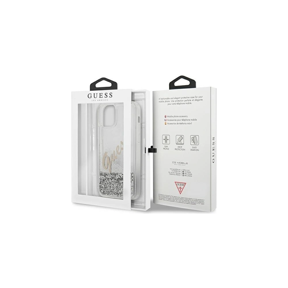 Wholesale Guess GUHCP12LGLVSSI Apple iPhone 12 Pro Max silver hardcase Glitter Vintage Script - GUE877SLV - {ean13} - Hurt