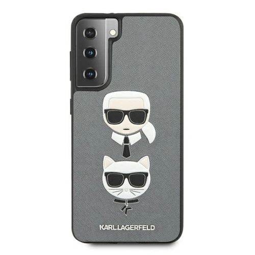 Etui Karl Lagerfeld KLHCS21MSAKICKCSL Samsung Galaxy S21+ Plus srebrny/silver hardcase Saffiano Ikonik Karl&Choupette Head