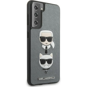 Hurtownia GSM - Etui Karl Lagerfeld KLHCS21MSAKICKCSL Samsung Galaxy S21+ Plus srebrny/silver hardcase Saffiano Ikonik Karl&Choupette Head - KLD454SLV - {ean13} - Hurt