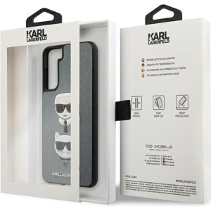 Hurtownia GSM - Etui Karl Lagerfeld KLHCS21MSAKICKCSL Samsung Galaxy S21+ Plus srebrny/silver hardcase Saffiano Ikonik Karl&Choupette Head - KLD454SLV - {ean13} - Hurt
