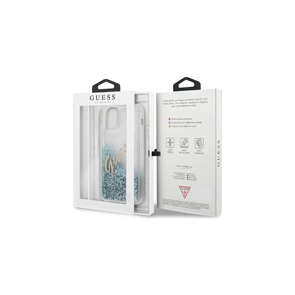 Wholesale Guess GUHCP12MGLVSBL Apple iPhone 12/12 Pro blue hardcase Glitter Vintage Script - GUE885BLU - {ean13} - Hurt