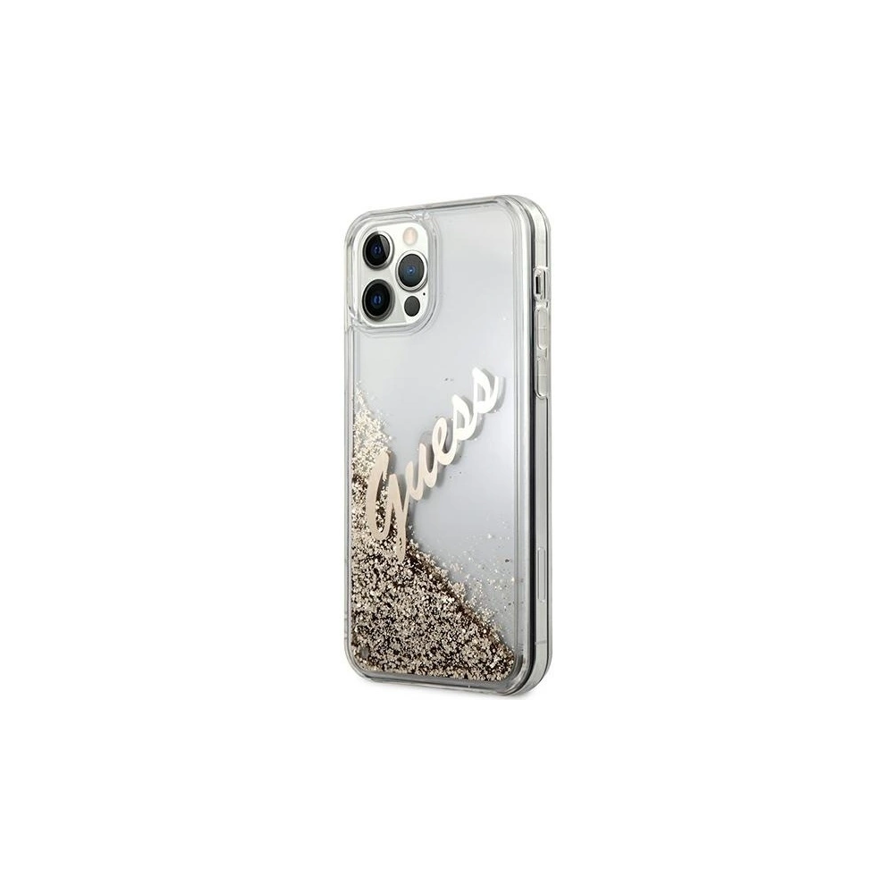 Hurtownia GSM - Etui Guess GUHCP12MGLVSGO Apple iPhone 12/12 Pro złoty/gold hardcase Glitter Vintage Script - GUE886GLD - {ean13} - Hurt