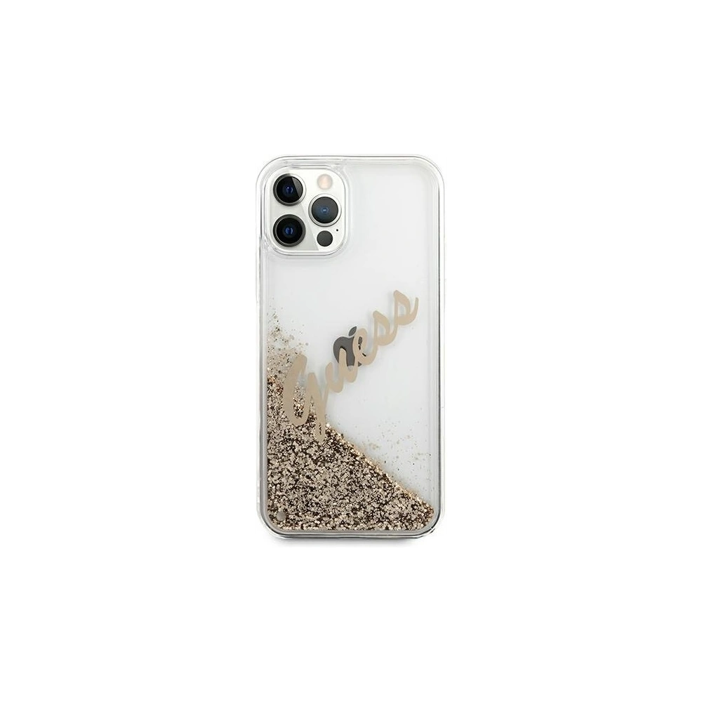 Hurtownia GSM - Etui Guess GUHCP12MGLVSGO Apple iPhone 12/12 Pro złoty/gold hardcase Glitter Vintage Script - GUE886GLD - {ean13} - Hurt