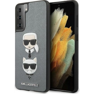 Hurtownia GSM - Etui Karl Lagerfeld KLHCS21SSAKICKCSL Samsung Galaxy S21 srebrny/silver hardcase Saffiano Ikonik Karl&Choupette Head - KLD461SLV - {ean13} - Hurt