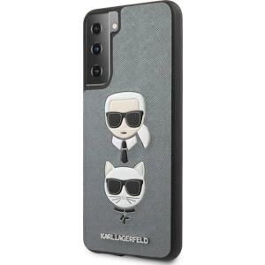 Hurtownia GSM - Etui Karl Lagerfeld KLHCS21SSAKICKCSL Samsung Galaxy S21 srebrny/silver hardcase Saffiano Ikonik Karl&Choupette Head - KLD461SLV - {ean13} - Hurt