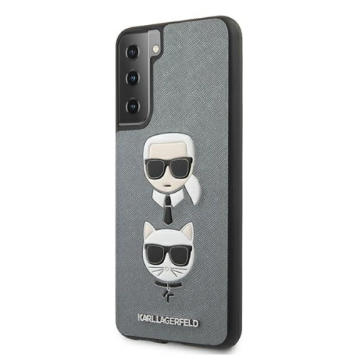 Etui Karl Lagerfeld KLHCS21SSAKICKCSL Samsung Galaxy S21 srebrny/silver hardcase Saffiano Ikonik Karl&Choupette Head