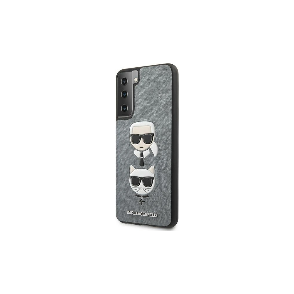 Wholesale Karl Lagerfeld KLHCS21SSAKICKCSL Samsung Galaxy S21 silver hardcase Saffiano Ikonik Karl&Choupette Head - KLD461SLV - {ean13} - Hurt