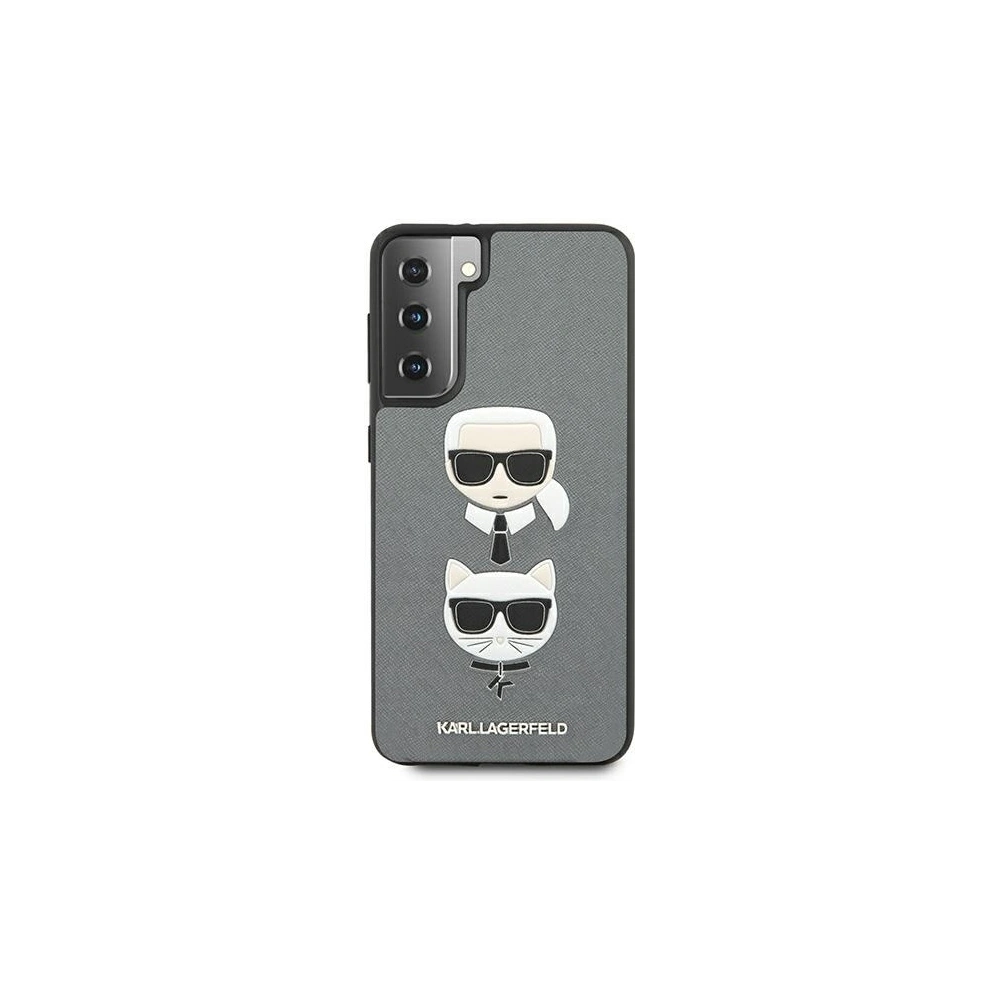 Wholesale Karl Lagerfeld KLHCS21SSAKICKCSL Samsung Galaxy S21 silver hardcase Saffiano Ikonik Karl&Choupette Head - KLD461SLV - {ean13} - Hurt