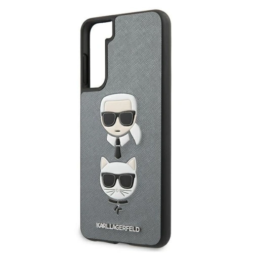 Etui Karl Lagerfeld KLHCS21SSAKICKCSL Samsung Galaxy S21 srebrny/silver hardcase Saffiano Ikonik Karl&Choupette Head