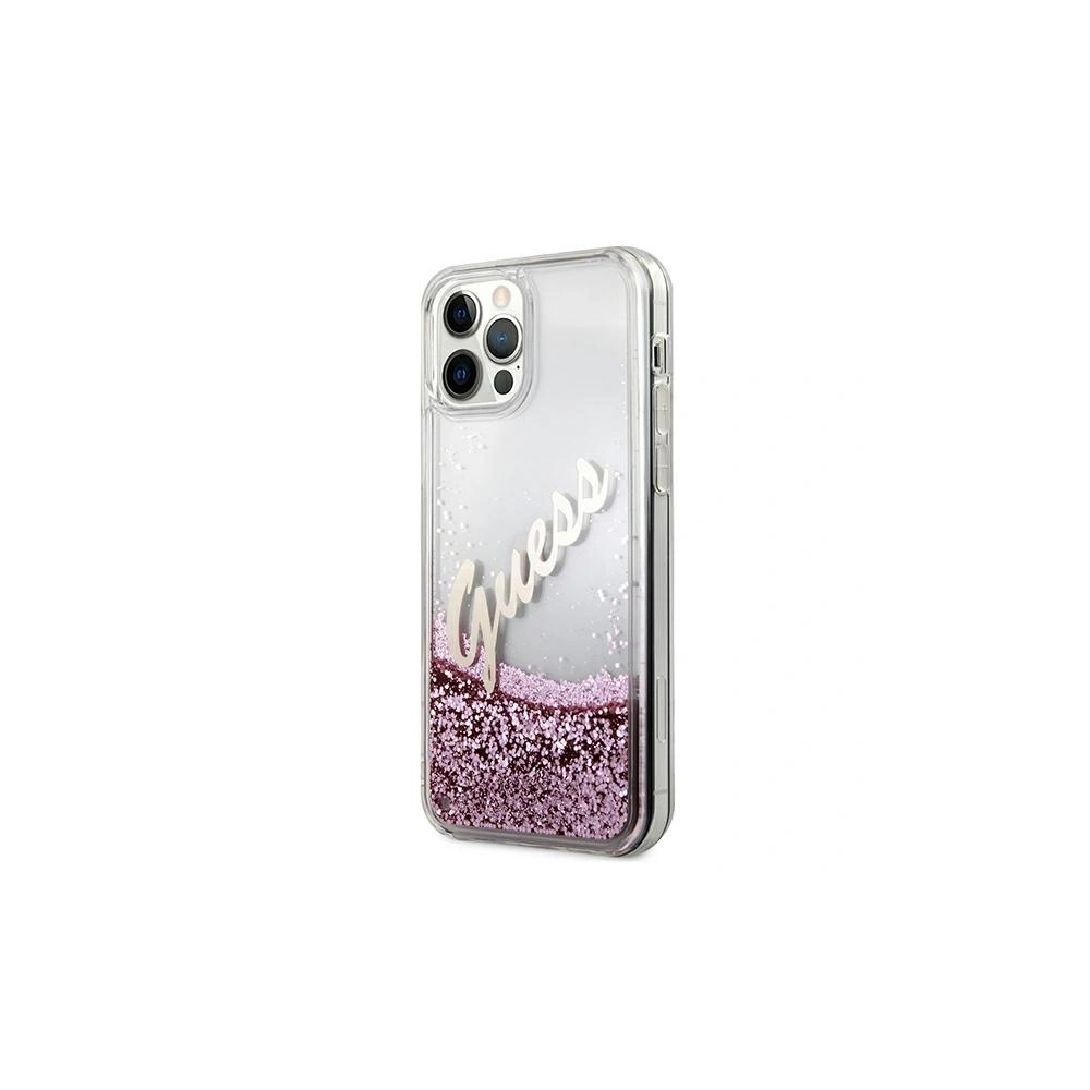 Hurtownia GSM - Etui Guess GUHCP12MGLVSPI Apple iPhone 12/12 Pro różowy/pink hardcase Glitter Vintage Script - GUE887PNK - {ean13} - Hurt