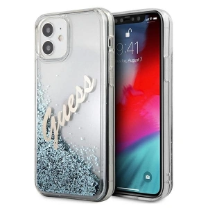 Hurtownia GSM - Etui Guess GUHCP12SGLVSBL Apple iPhone 12 mini niebieski/blue hardcase Glitter Vintage Script - GUE897BLU - {ean13} - Hurt