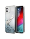 Guess GUHCP12SGLVSBL Apple iPhone 12 mini blue hardcase Glitter Vintage Script