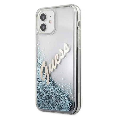 Etui Guess GUHCP12SGLVSBL Apple iPhone 12 mini niebieski/blue hardcase Glitter Vintage Script