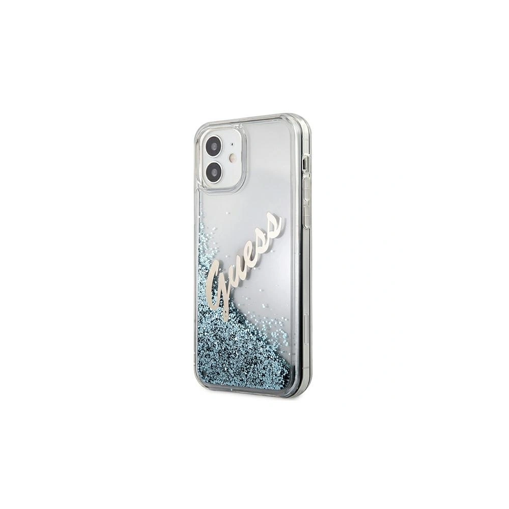 Wholesale Guess GUHCP12SGLVSBL Apple iPhone 12 mini blue hardcase Glitter Vintage Script - GUE897BLU - {ean13} - Hurt