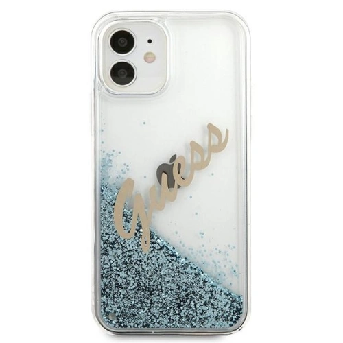 Etui Guess GUHCP12SGLVSBL Apple iPhone 12 mini niebieski/blue hardcase Glitter Vintage Script