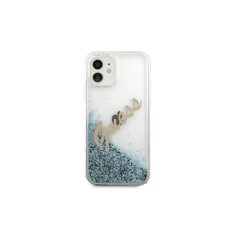Wholesale Guess GUHCP12SGLVSBL Apple iPhone 12 mini blue hardcase Glitter Vintage Script - GUE897BLU - {ean13} - Hurt
