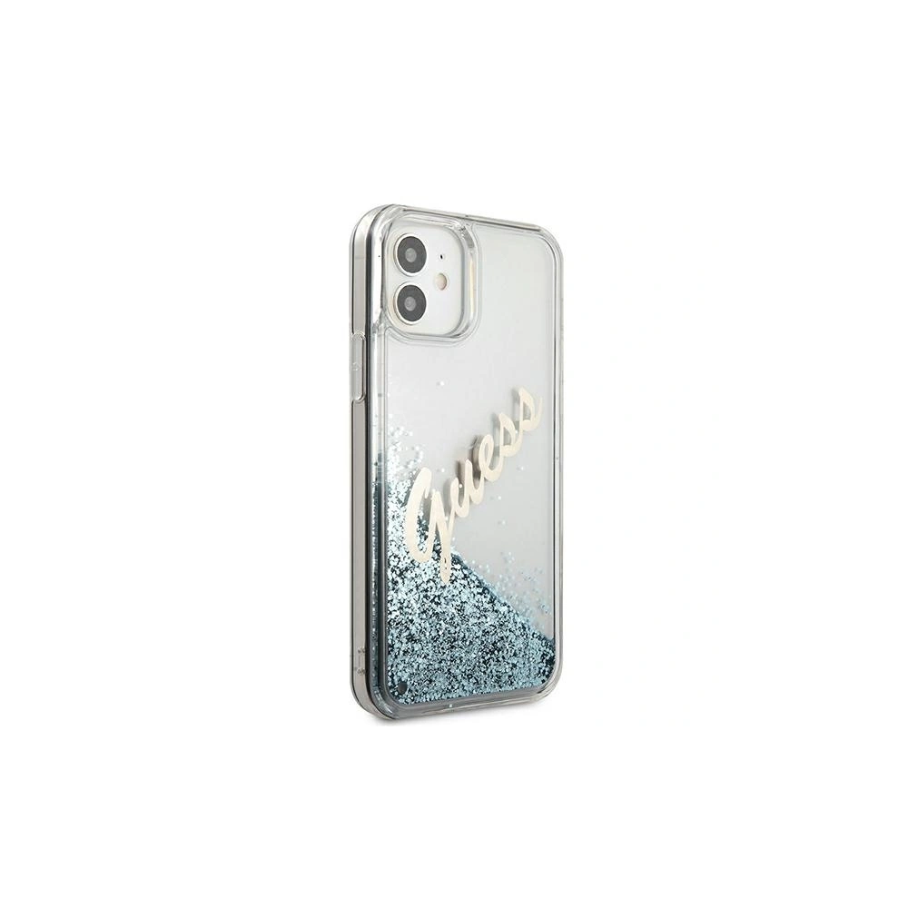 Hurtownia GSM - Etui Guess GUHCP12SGLVSBL Apple iPhone 12 mini niebieski/blue hardcase Glitter Vintage Script - GUE897BLU - {ean13} - Hurt
