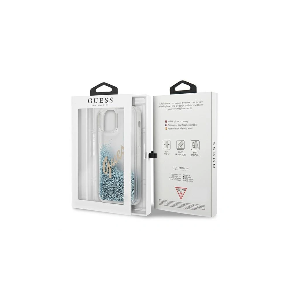 Wholesale Guess GUHCP12SGLVSBL Apple iPhone 12 mini blue hardcase Glitter Vintage Script - GUE897BLU - {ean13} - Hurt