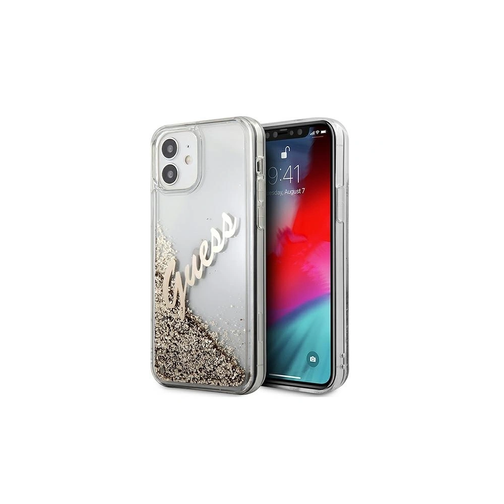 Hurtownia GSM - Etui Guess GUHCP12SGLVSGO Apple iPhone 12 mini złoty/gold hardcase Glitter Vintage Script - GUE898GLD - {ean13} - Hurt