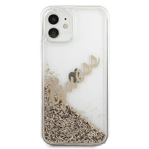 Etui Guess GUHCP12SGLVSGO Apple iPhone 12 mini złoty/gold hardcase Glitter Vintage Script
