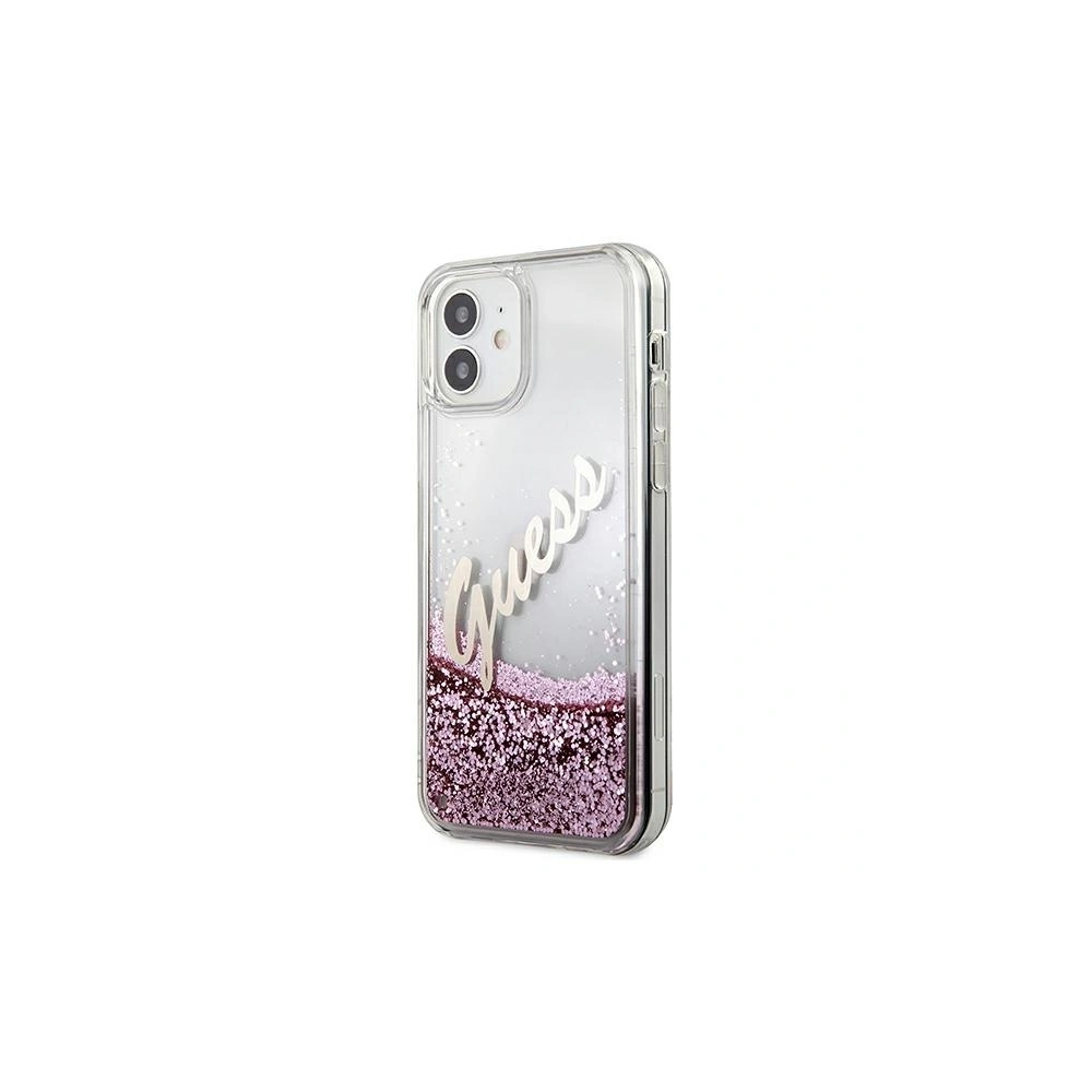 Wholesale Guess GUHCP12SGLVSPI Apple iPhone 12 mini pink hardcase Glitter Vintage Script - GUE899PNK - {ean13} - Hurt