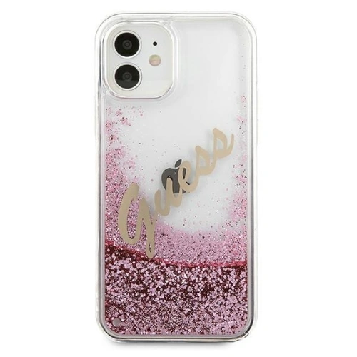 Etui Guess GUHCP12SGLVSPI Apple iPhone 12 mini różowy/pink hardcase Glitter Vintage Script