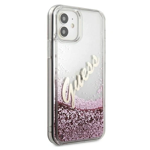 Etui Guess GUHCP12SGLVSPI Apple iPhone 12 mini różowy/pink hardcase Glitter Vintage Script