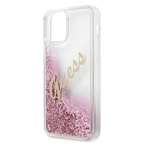 Etui Guess GUHCP12SGLVSPI Apple iPhone 12 mini różowy/pink hardcase Glitter Vintage Script