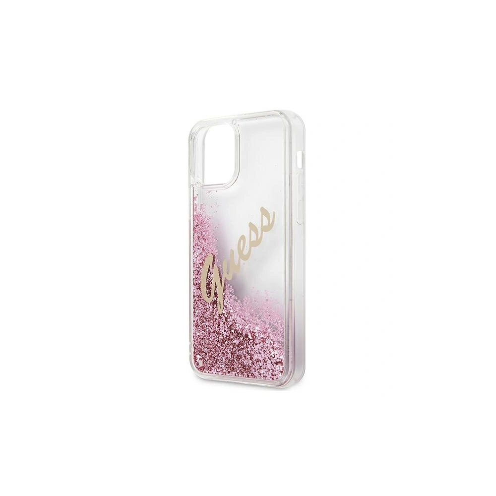 Wholesale Guess GUHCP12SGLVSPI Apple iPhone 12 mini pink hardcase Glitter Vintage Script - GUE899PNK - {ean13} - Hurt