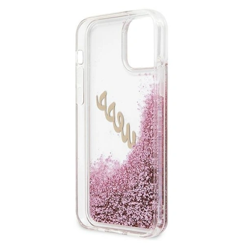 Etui Guess GUHCP12SGLVSPI Apple iPhone 12 mini różowy/pink hardcase Glitter Vintage Script