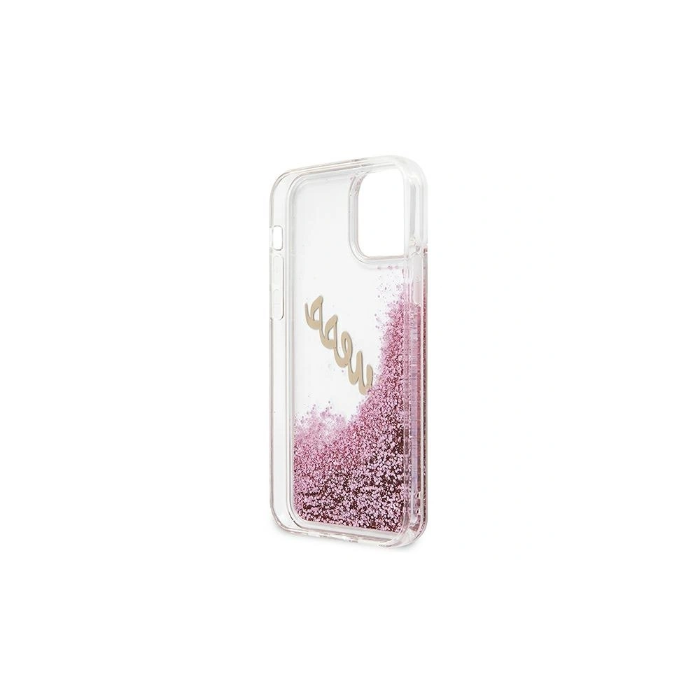 Wholesale Guess GUHCP12SGLVSPI Apple iPhone 12 mini pink hardcase Glitter Vintage Script - GUE899PNK - {ean13} - Hurt